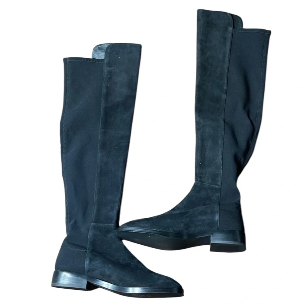 STUART WEITZMAN Keelan City Suede And Neoprene Knee Boots. 8B